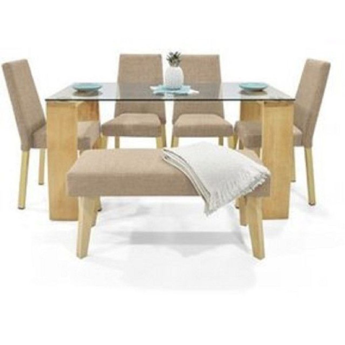 MOBILIARI - Mobiliari Juego De Comedor 4 Sillas + Banqueta Arazzo Ii Beige.