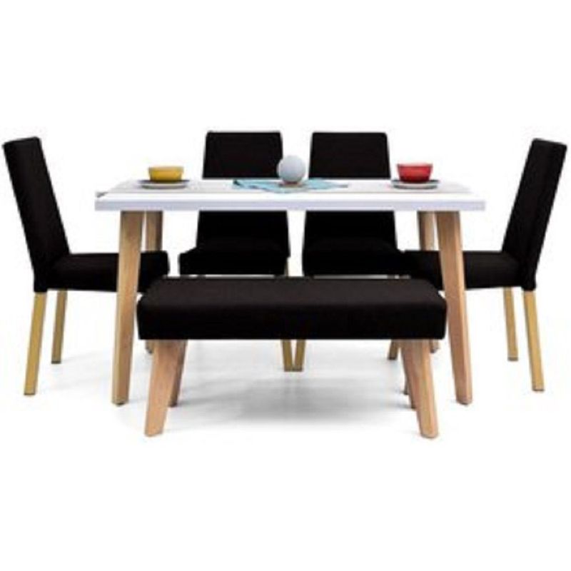 MOBILIARI - Mobiliari Juego De Comedor 4 Sillas + Banqueta Amelia Negro.