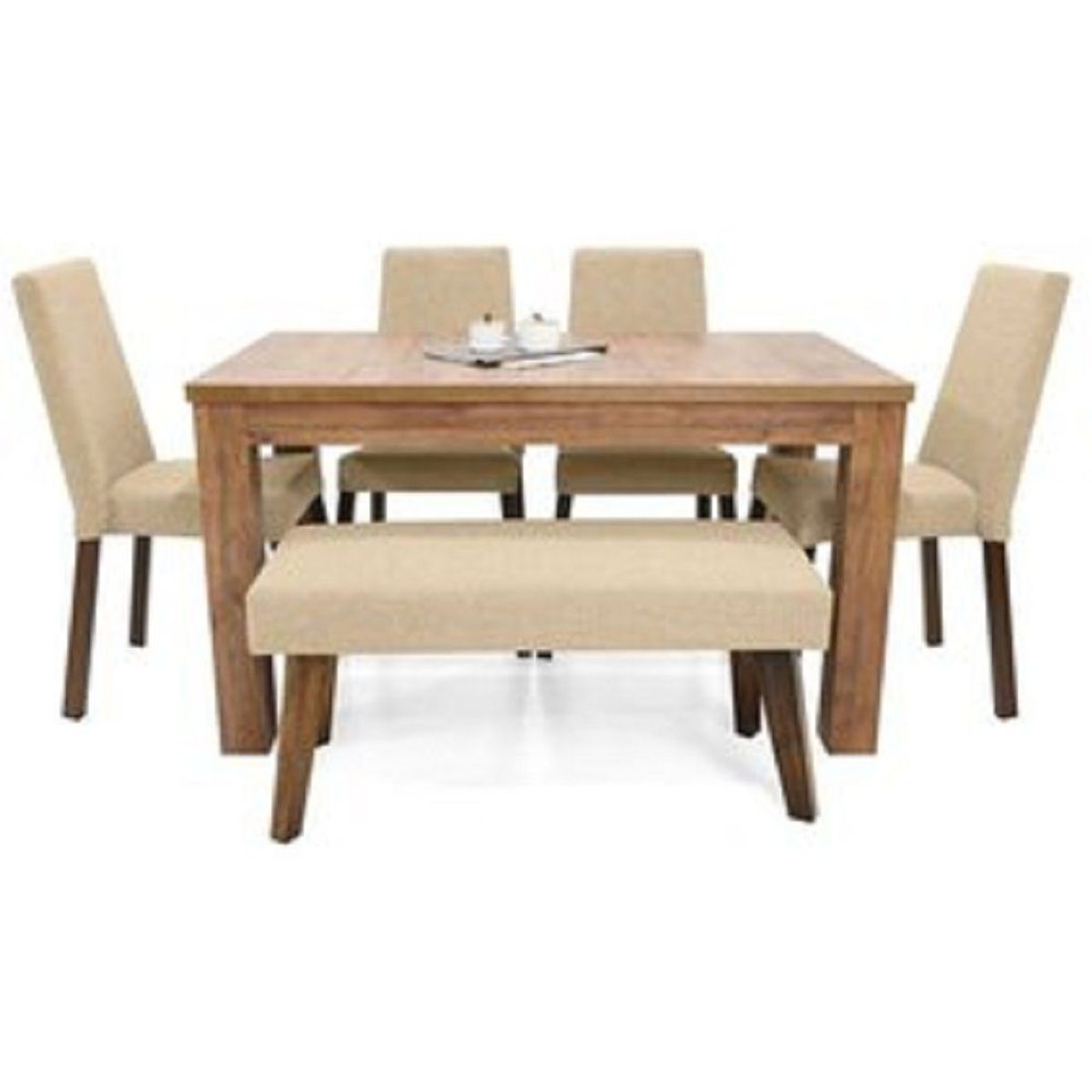 MOBILIARI - Mobiliari Juego De Comedor 4 Sillas + Banqueta Adrian Beige.