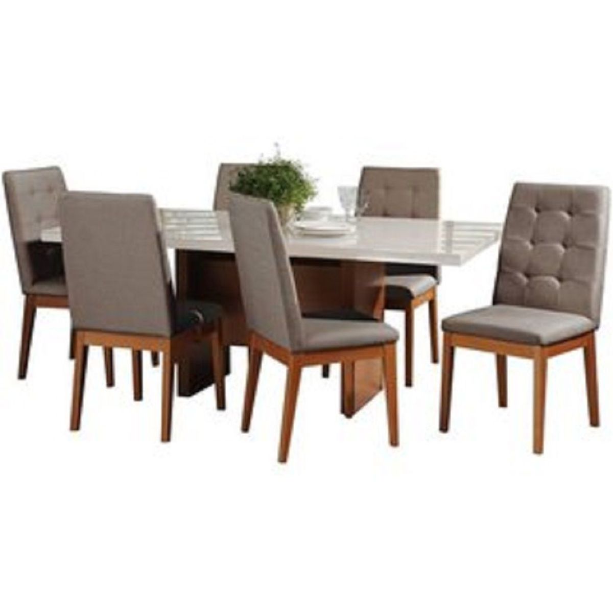 MOBILIARI - Mobiliari Juego De Comedor 6 Sillas Destiny Plomo