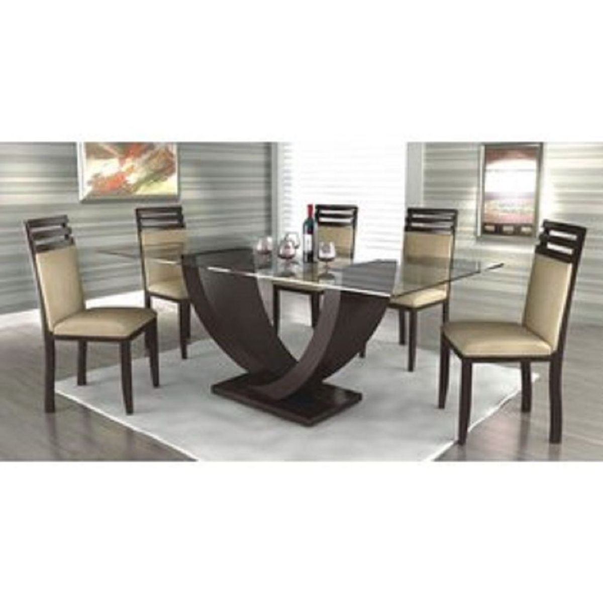 MOBILIARI - Mobiliari Juego De Comedor 6 Sillas Ortiz Beige