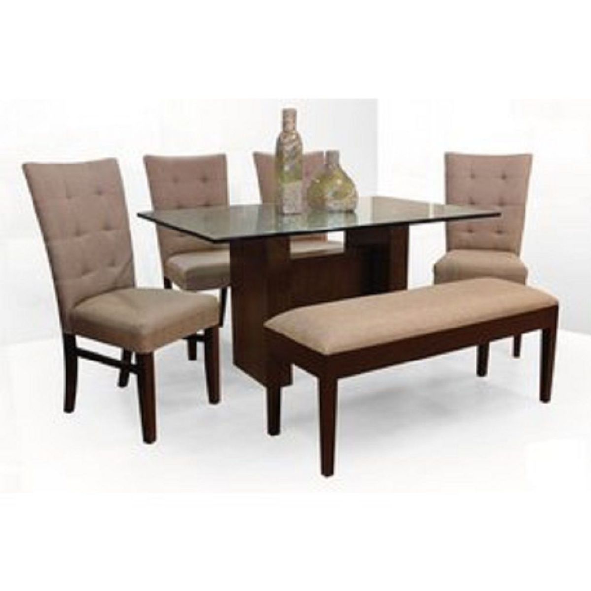 MOBILIARI - Mobiliari Juego De Comedor 4 Sillas + Banqueta Cedric Beige