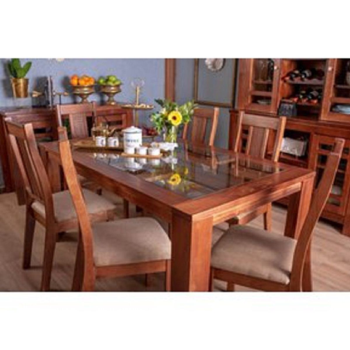 MOBILIARI - Mobiliari Juego De Comedor 6 Sillas Evel Nogal Claro