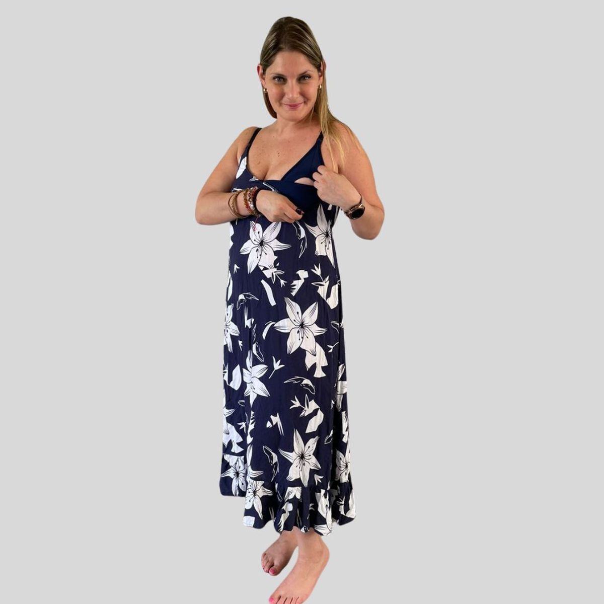 GENERICO - Vestidos Maternal Tiritas Broche Lactancia BCxy Lenceria Maternal