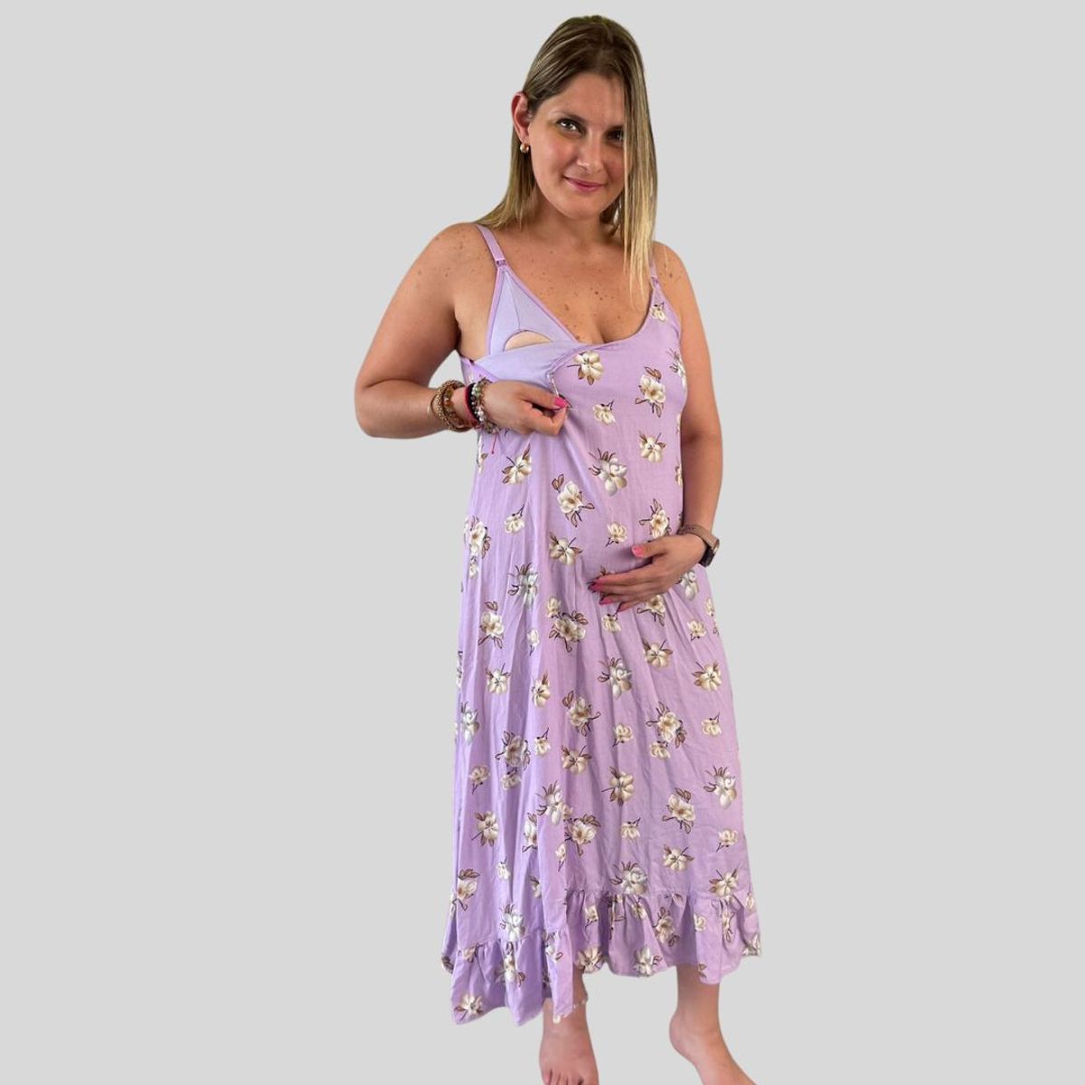 GENERICO - Vestidos Maternal Tiritas Broche Lactancia BCxy Lenceria Maternal