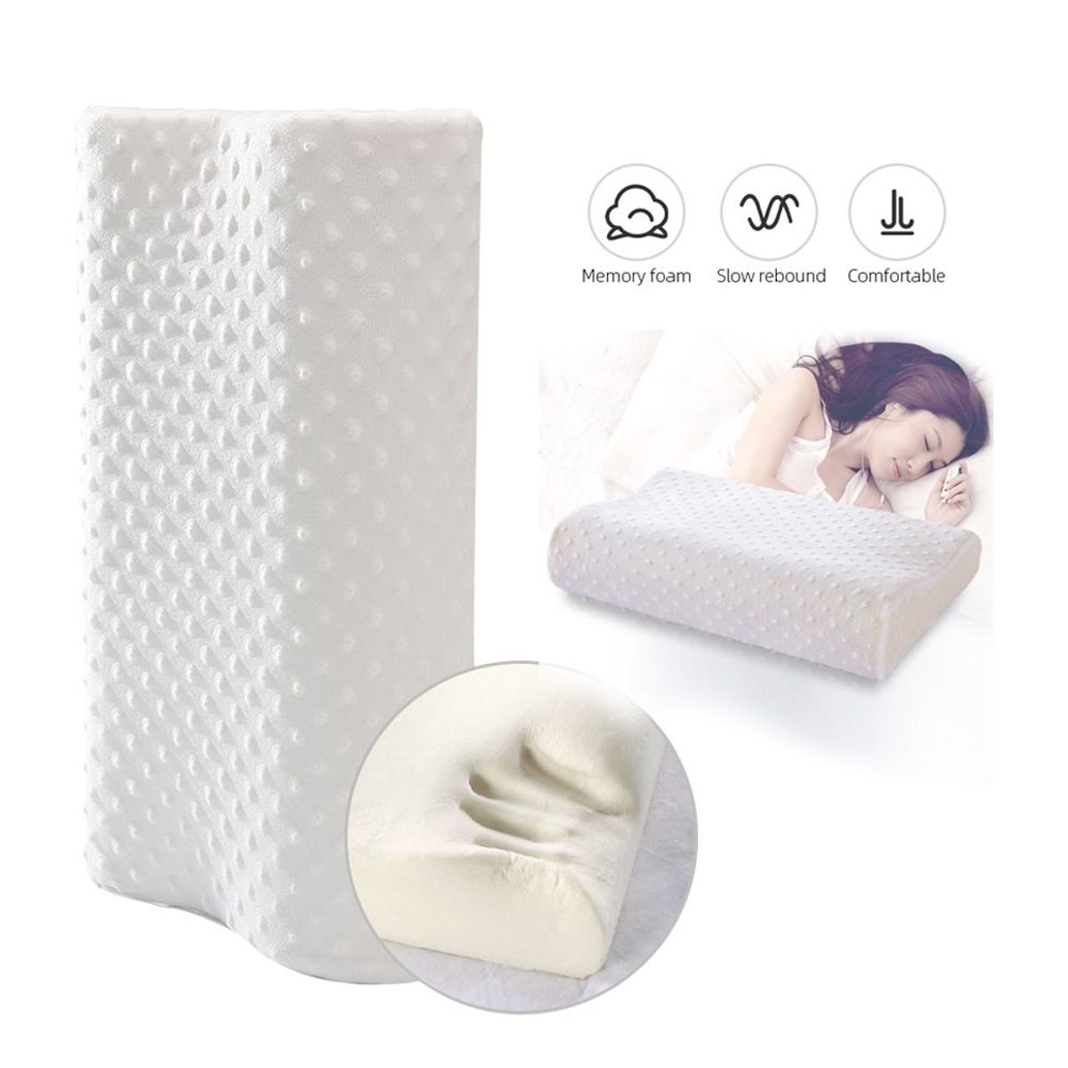 HOLGU - Almohada Antiacaros Cervical Ortopédica Viscoelástica  funda