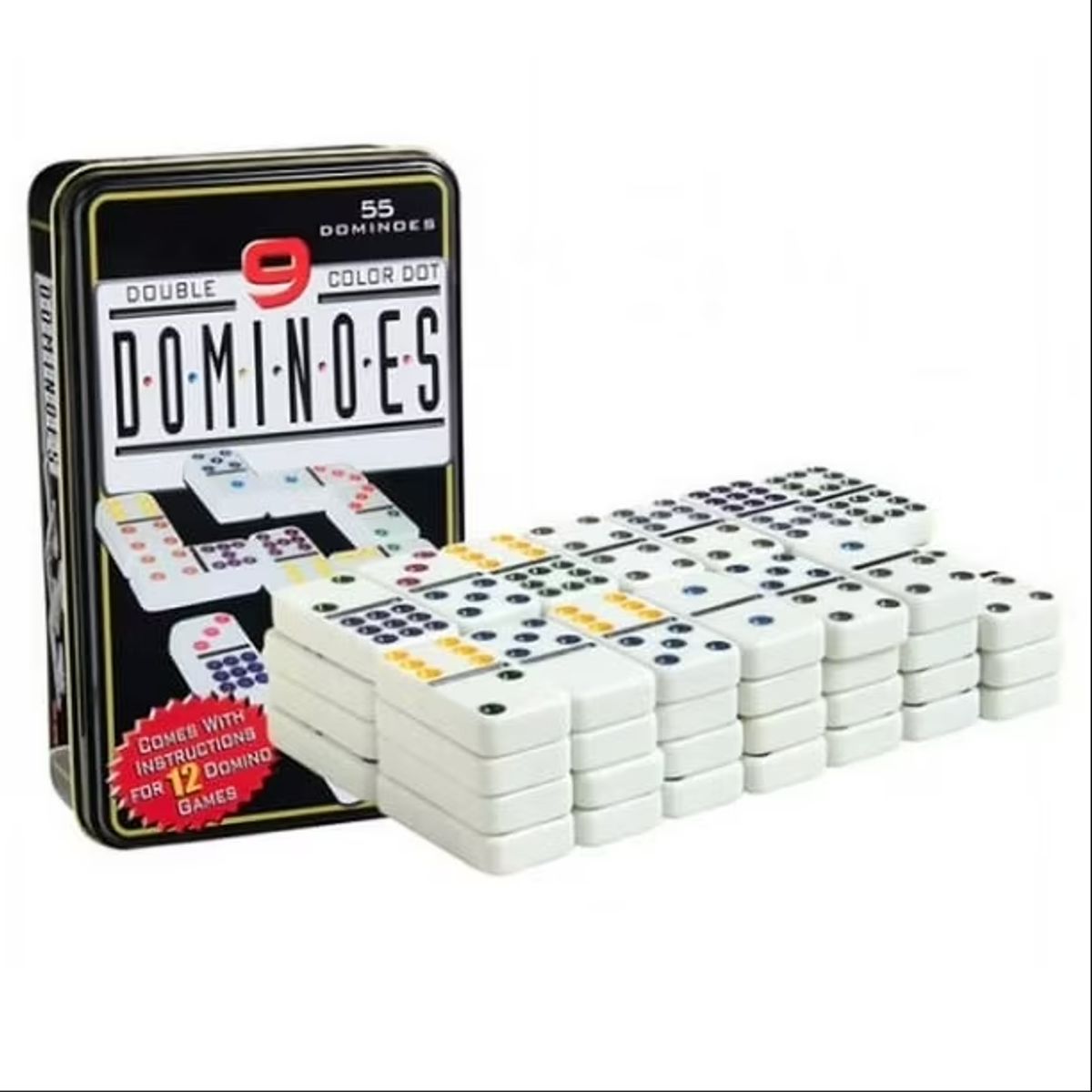 GENERICO - Set dominoes double 9 color dot - fichas de domino 55 pz.