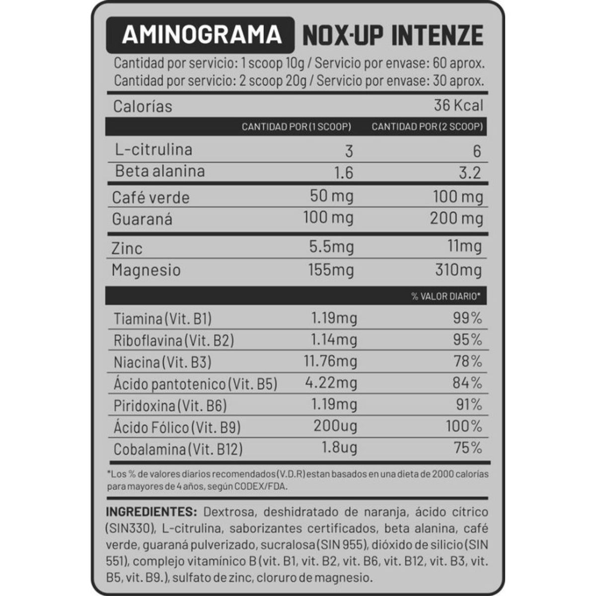 UNIVERSE NUTRITION - Nox up intenze 1 kg pre entreno un citrus punch + regalos