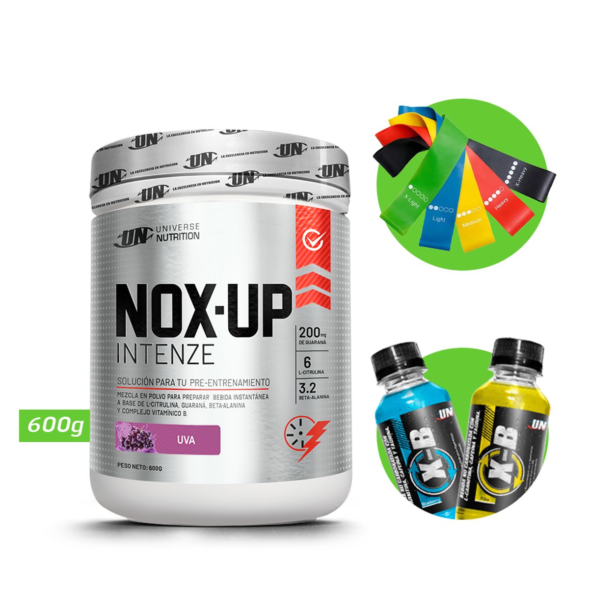 UNIVERSE NUTRITION - Nox up intenze 600gr pre entreno un uva + regalos