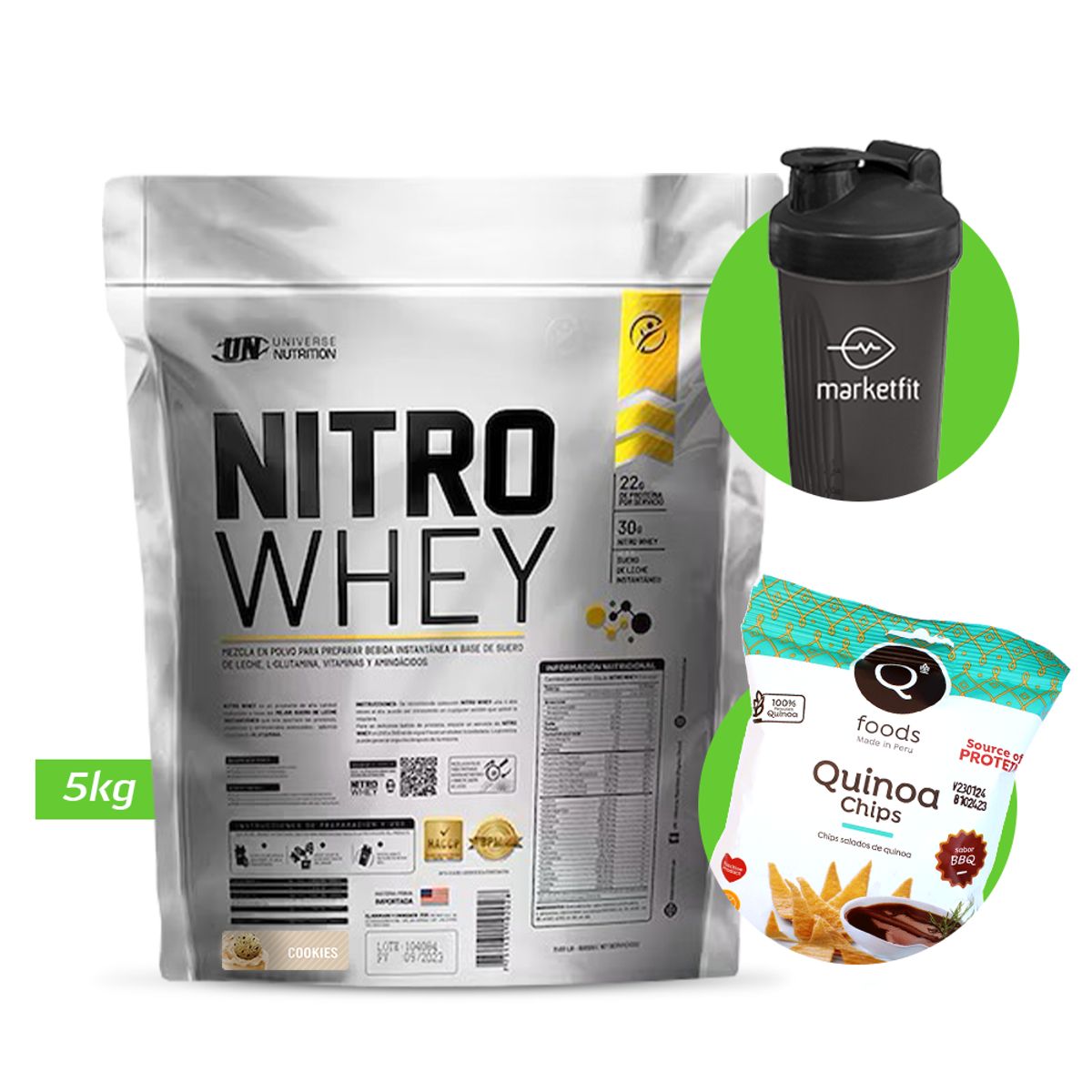 UNIVERSE NUTRITION - NITRO WHEY 5KG PROTEINA UN COOKIES+ REGALOS