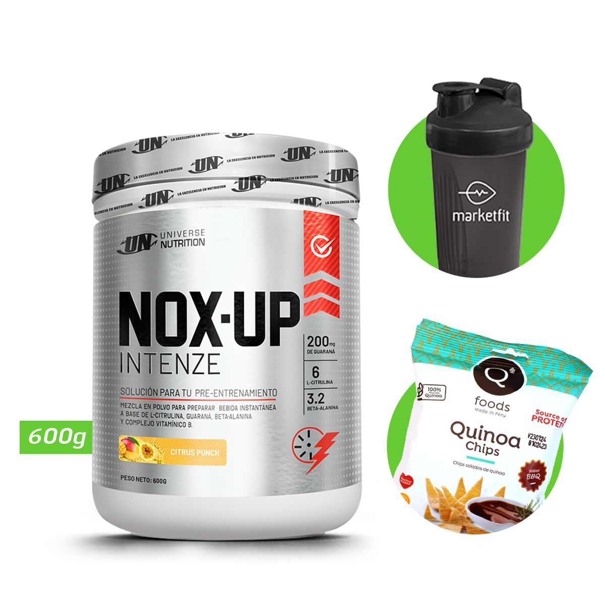 UNIVERSE NUTRITION - Nox up intenze 600gr pre entreno un citrus punch + regalos