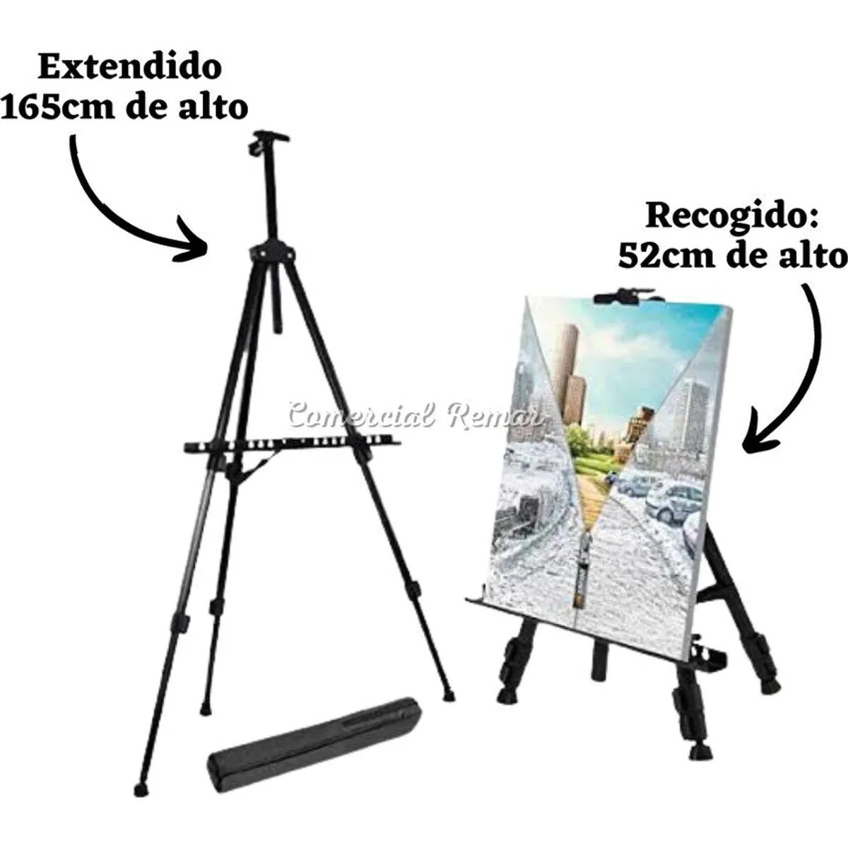 GENERICO - Tripode de aluminio Caballete portátil regulable negro