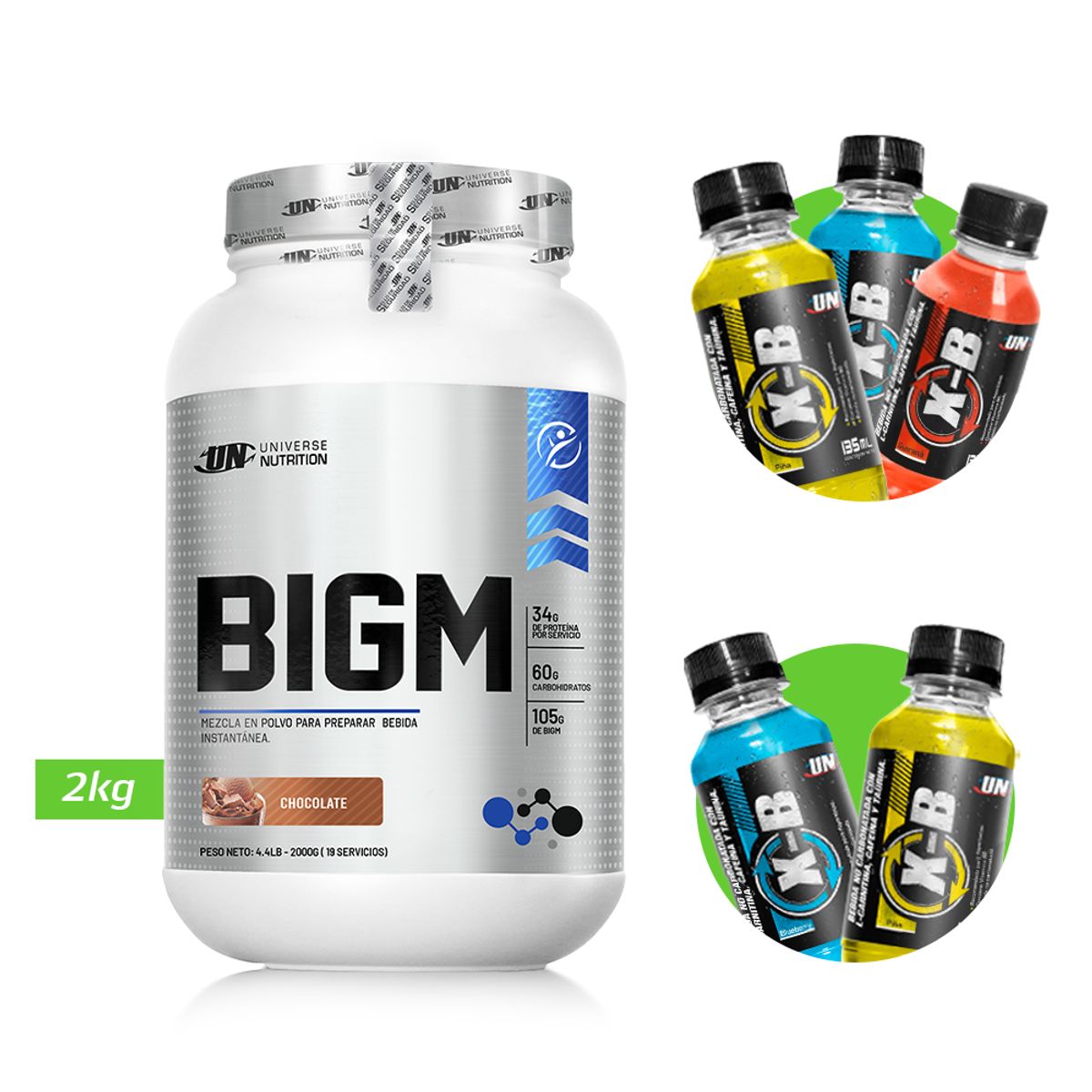 UNIVERSE NUTRITION - BIGM 2KG GANADOR DE MASA MUSCULAR UN CHOCOLATE+ REGALOS
