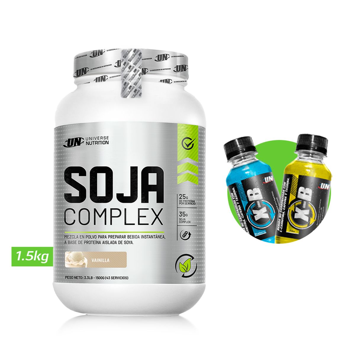 Universe Nutrition - SOJA COMPLEX PROTEINA VEGANA UN 1.5 KG VAINILLA+REGALOS