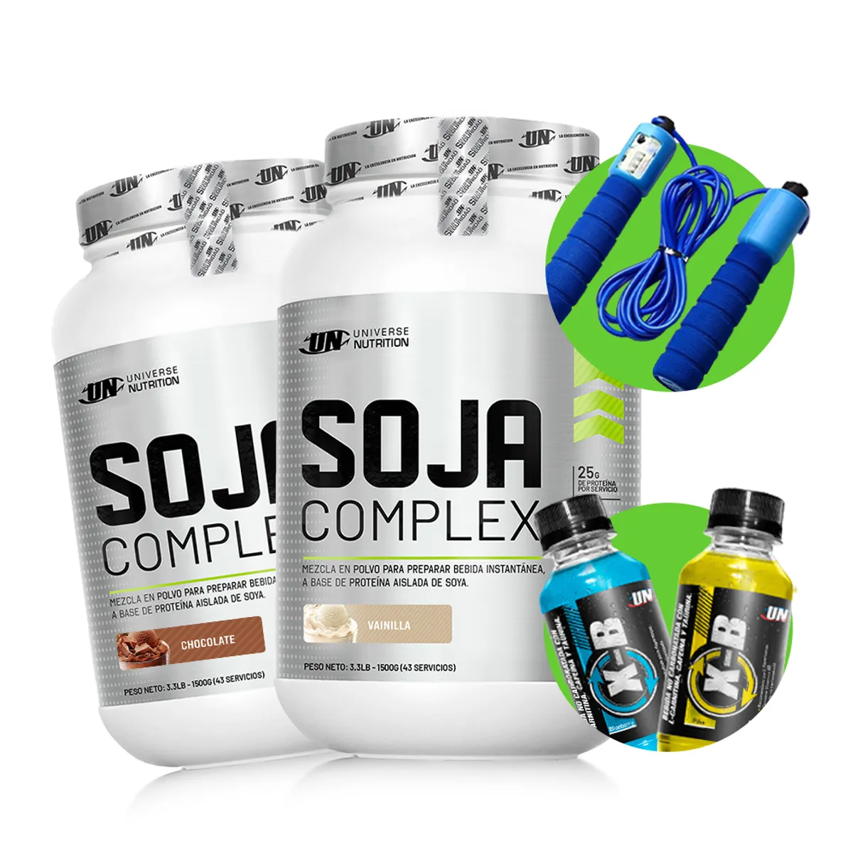 Universe Nutrition - 02 soja complex 1.5kg proteína un + regalos