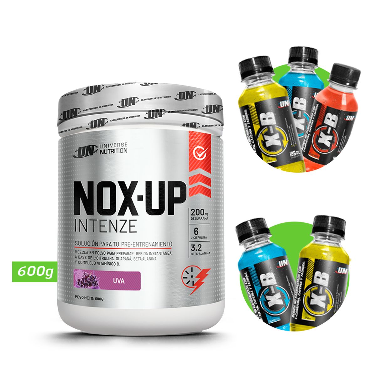 UNIVERSE NUTRITION - Nox up intenze 600gr pre entreno un uva + regalos