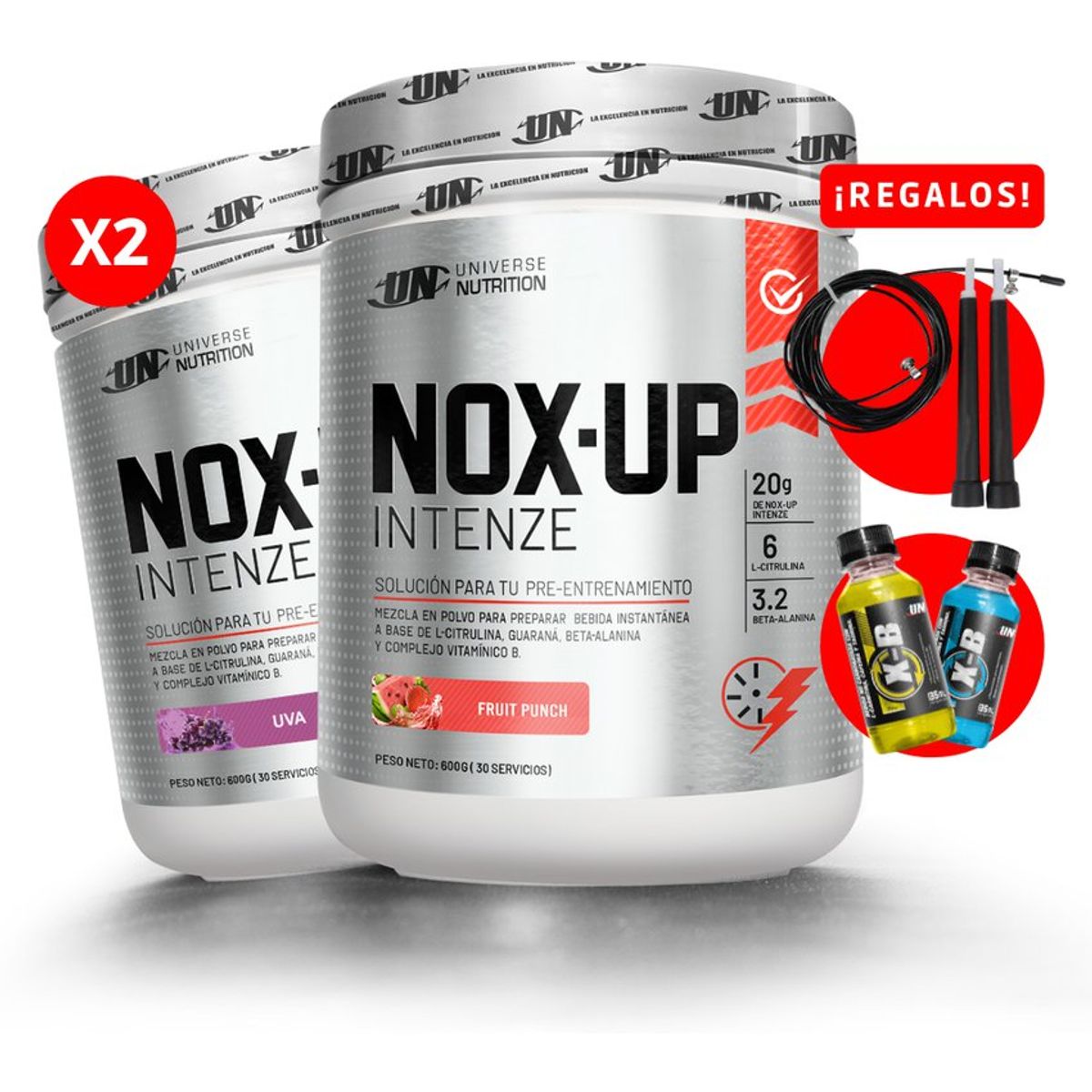 UNIVERSE NUTRITION - 02 nox up intenze 600gr pre entreno un + regalos
