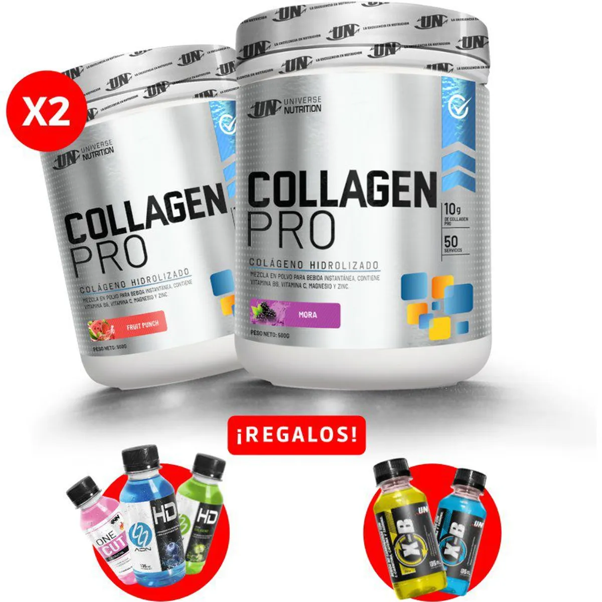 Universe Nutrition - 02 collagen pro 500gr colágeno un + regalos