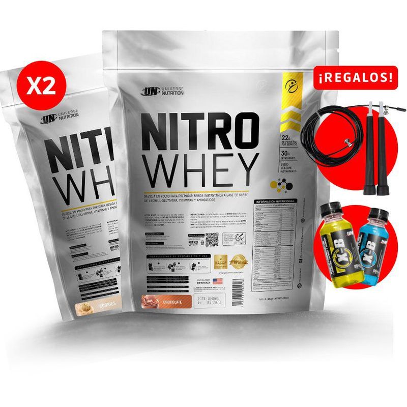 UNIVERSE NUTRITION - 02 nitro whey 5kg proteína un + regalos