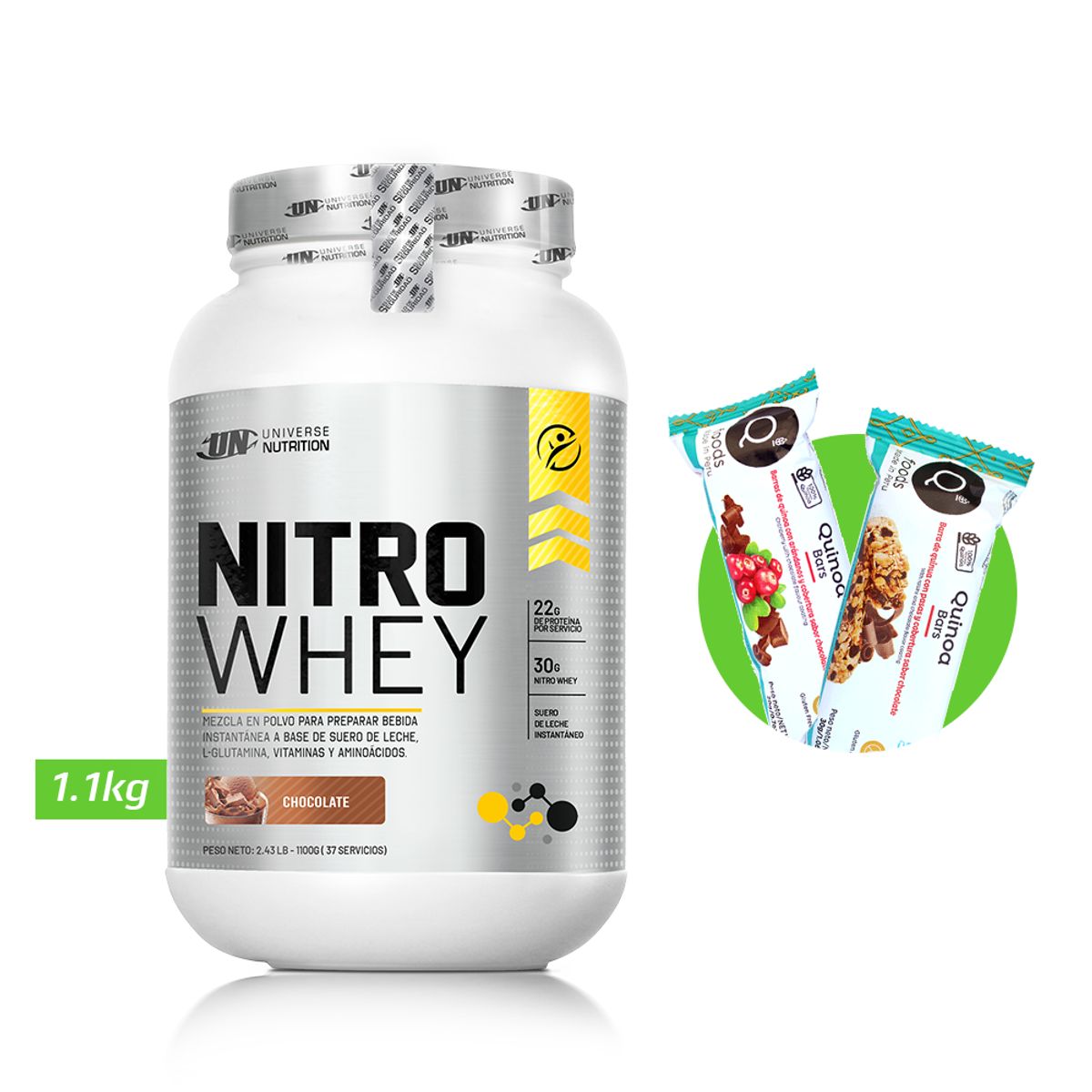 UNIVERSE NUTRITION - NITRO WHEY 1.1 KG PROTEINA UN CHOCOLATE+ REGALOS