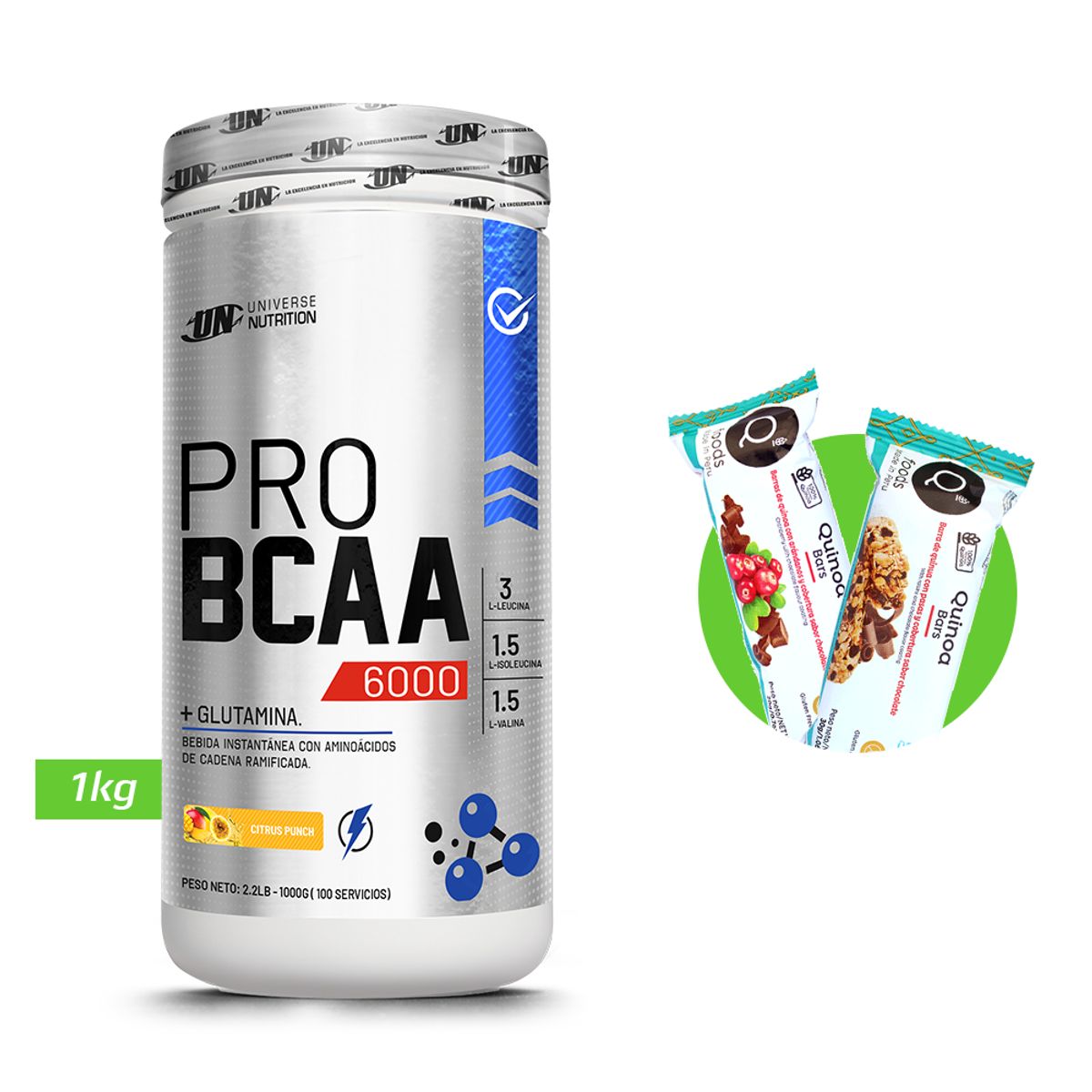 UNIVERSE NUTRITION - Pro Bcaa 1kg Aminoácidos UN Citrus Punch + Regalos
