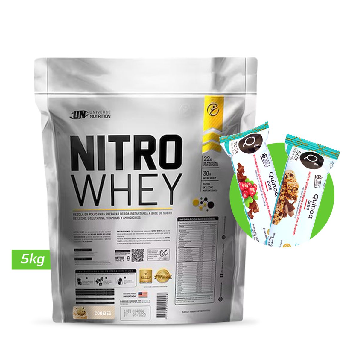 UNIVERSE NUTRITION - NITRO WHEY 5KG PROTEINA UN COOKIES+ REGALOS