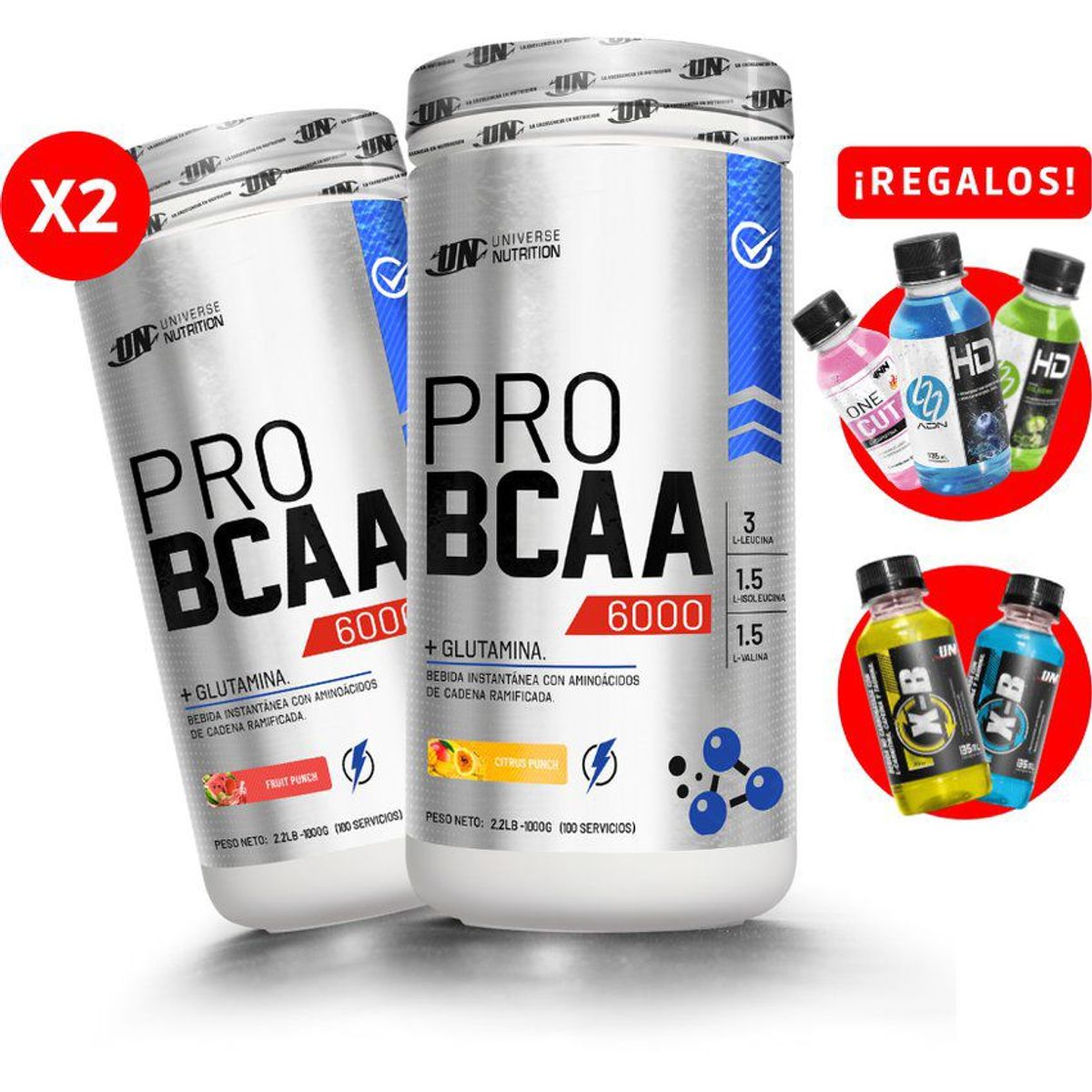 UNIVERSE NUTRITION - 02 pro bcaa 1kg aminoácidos un + regalos