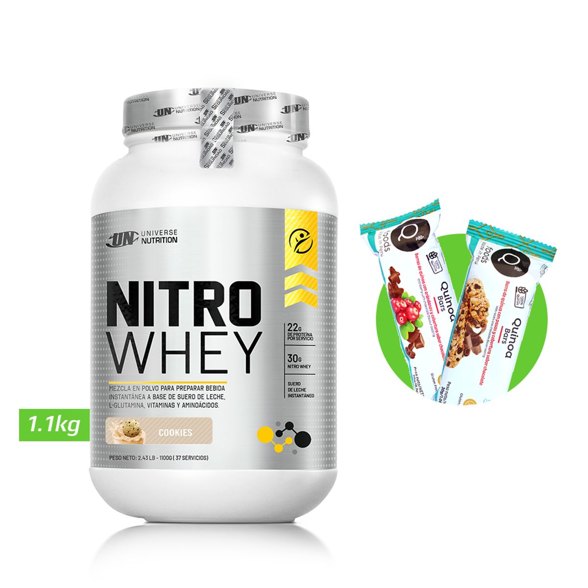 UNIVERSE NUTRITION - NITRO WHEY 1,1 KG PROTEINA UN COOKIES + REGALOS
