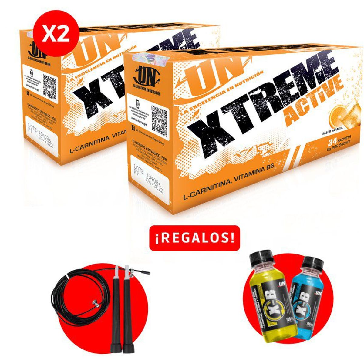 UNIVERSE NUTRITION - 02 xtreme active 34 sachets termogénico un naranja + regalos