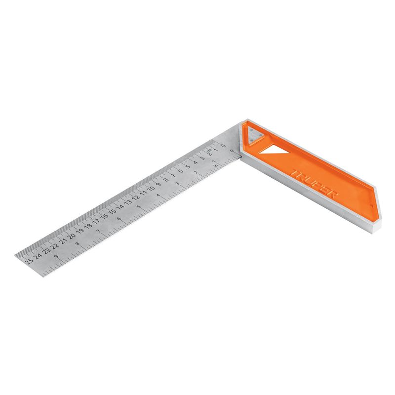 TRUPER - Escuadra Para Carpintero Ac.Inox. 10" Truper 14374 - Gris  /  Naranja