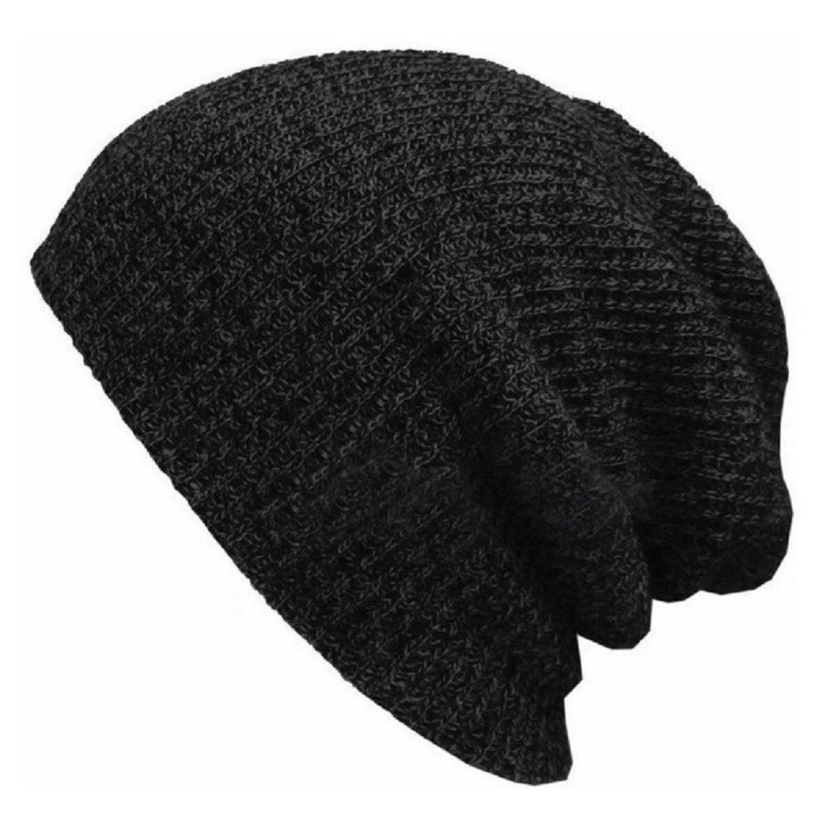 KAST PE - Beanie Clásico Jaspeado Negro con Gris oscuro Unisex