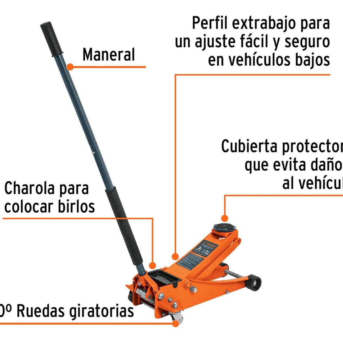 TRUPER - Gata tipo lagarto 3 toneladas elevación rápida perfil extra bajo