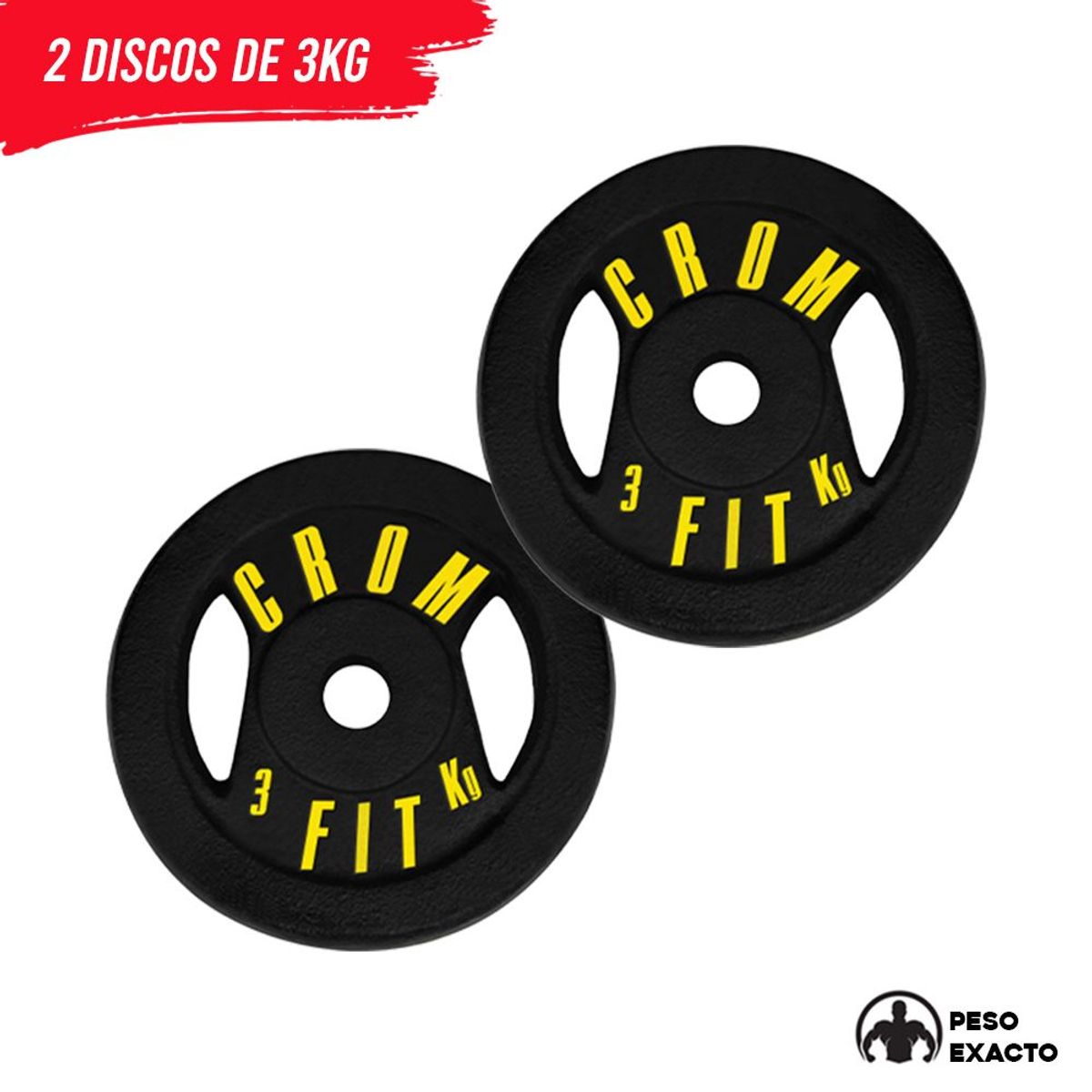 HOLGU - Pesas 2 Discos 3kg Peso Exacto Hierro Fundido