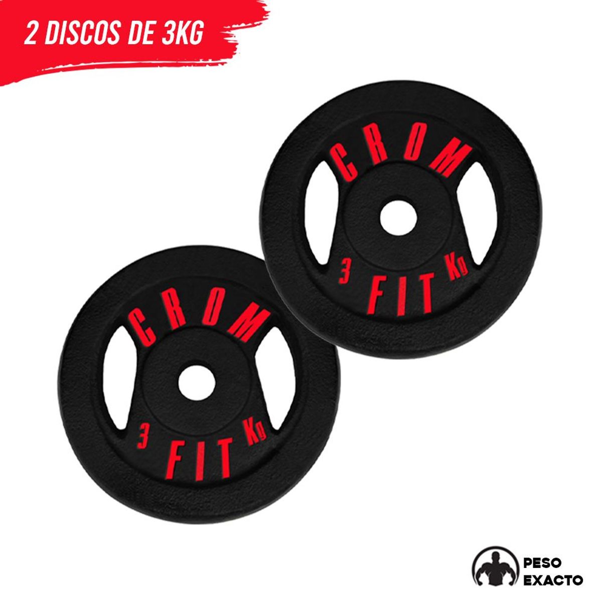 HOLGU - Pesas 2 Discos 3kg Peso Exacto Hierro Fundido