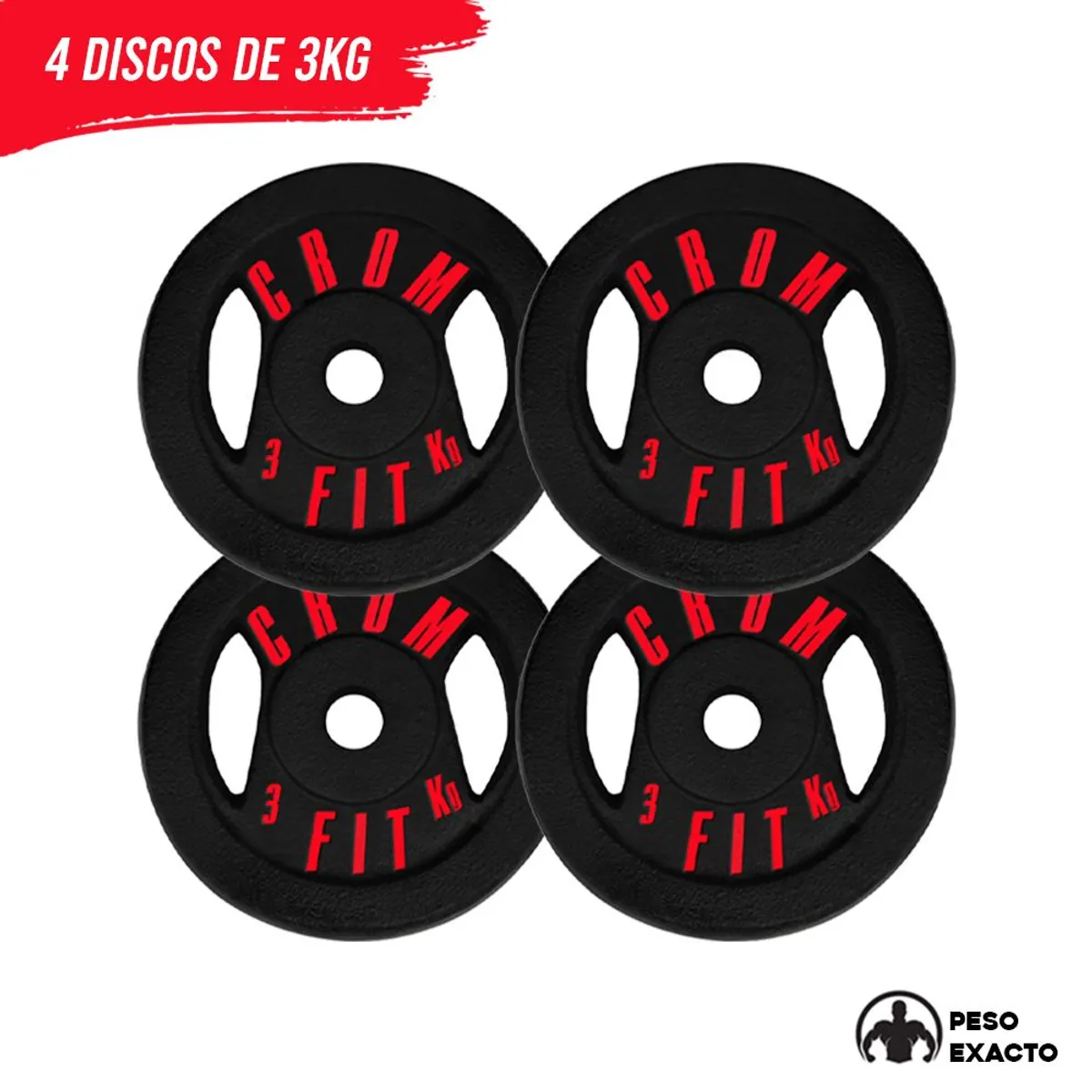 HOLGU - Pesas 4 Discos 3kg Hierro Fundido Importado Peso Exacto