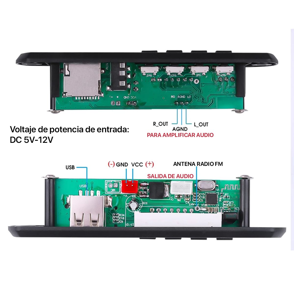 GENERICO - Panel de Audio Digital Bluetooth 4 en 1 para Autoradio y Equipos de Sonidos