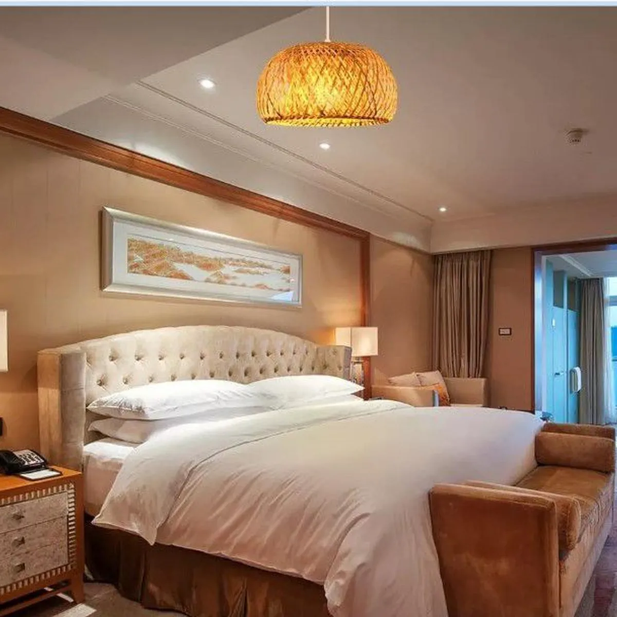 GENERICO - Lámpara colgante bambú marron luz  decorativo