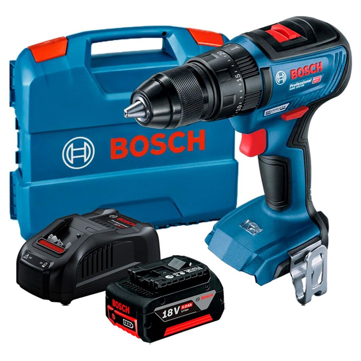 BOSCH - Taladro Percutor Bosch GSB 18V-50 + 1 Batería 5.0Ah
