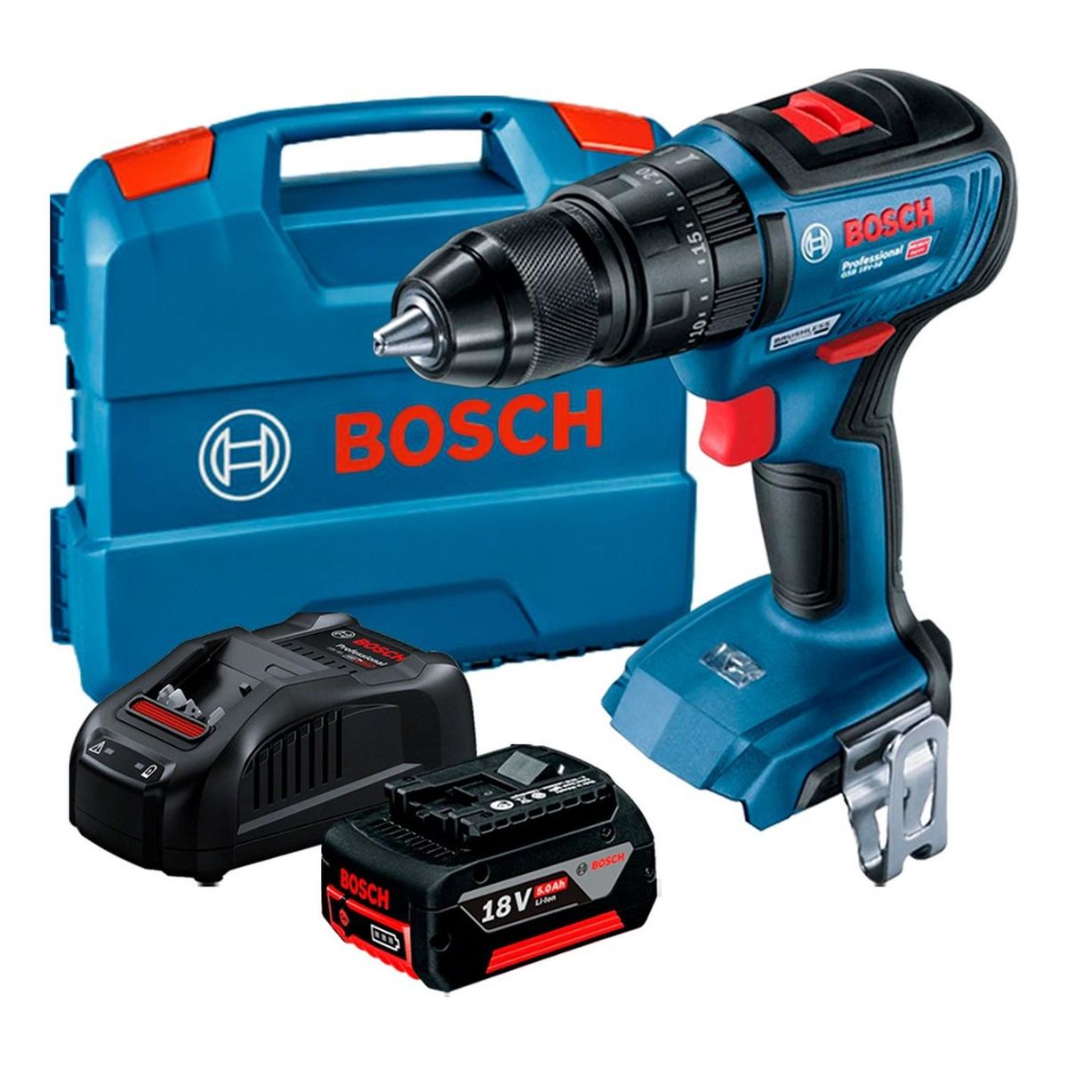 BOSCH - Taladro Percutor Bosch GSB 18V-50 + 1 Batería 5.0Ah
