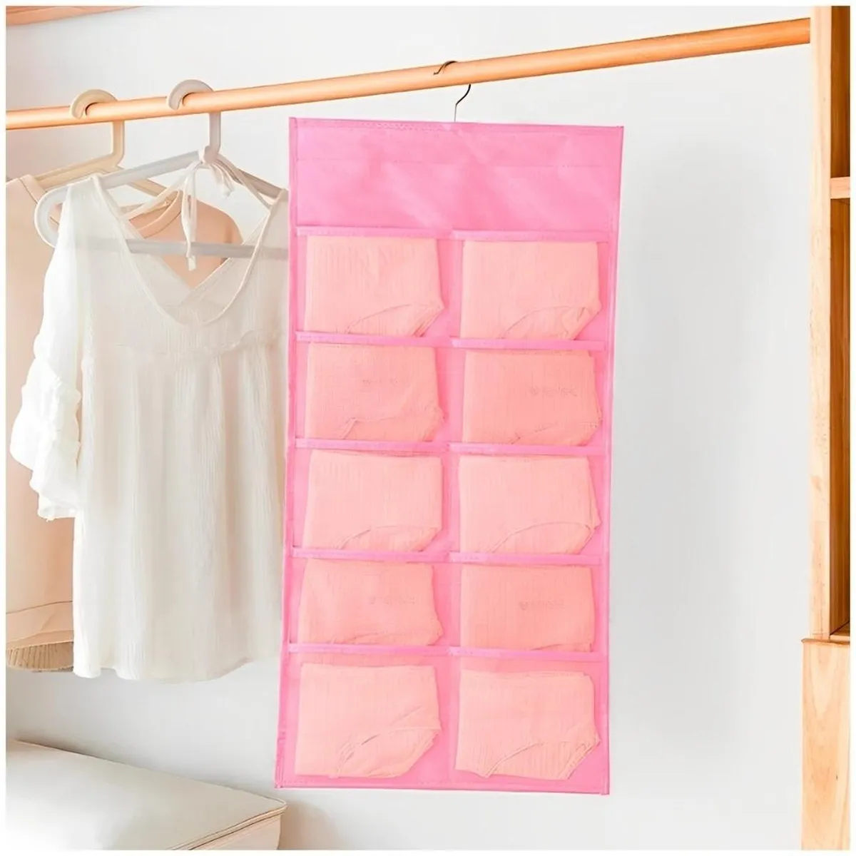 MINARI - Organizador de Ropa Interior Colgador Doble 15 Compartimientos RS 260R