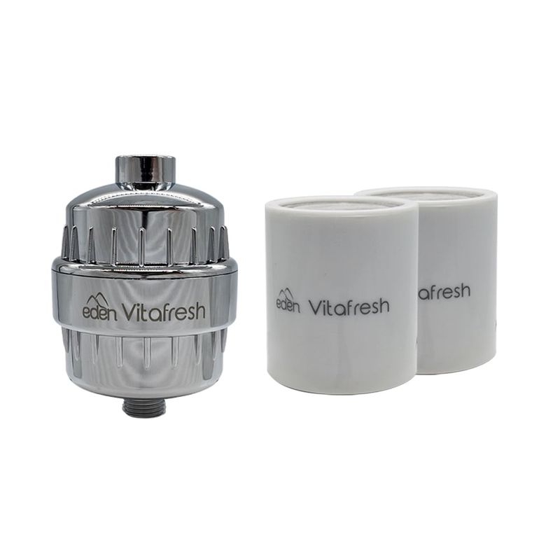 EDEN - Combo Filtro Purificador de agua para Ducha Edén VitaFRESH + 2 cartuchos de repuesto