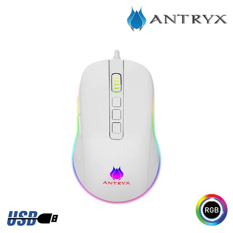 ANTRYX - MOUSE ANTRYX KURTANA WHITE RGB GAMING 12,400 DPI USB