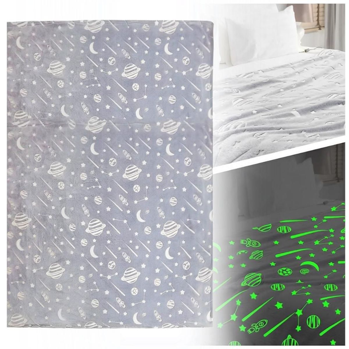 MINARI - Manta Colcha Luminosa para Niños Extra Suave Planetas 266M