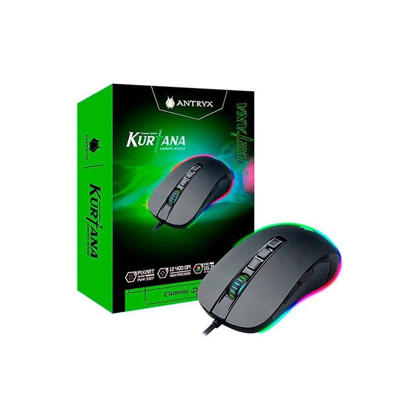 ANTRYX - MOUSE GAMER ANTRYX CHROME STORM KURTANA DPI 12400 RGB AGM-6200K