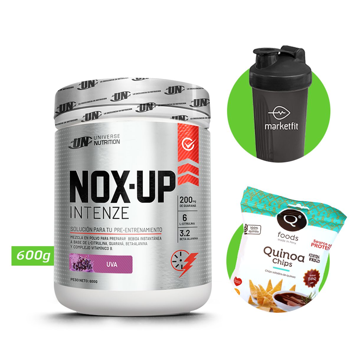 UNIVERSE NUTRITION - Nox up intenze 600gr pre entreno un uva + regalos