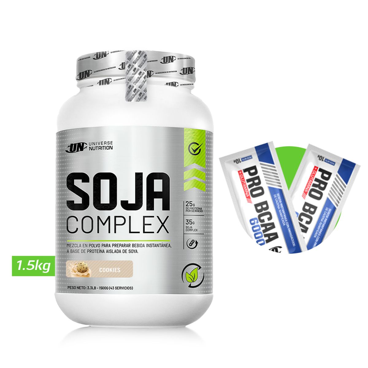 UNIVERSE NUTRITION - SOJA COMPLEX PROTEINA VEGANA UN 1.5 KG COOKIES +REGALOS