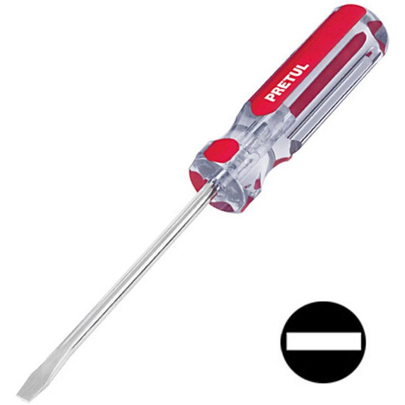 PRETUL - Desarmador Plano 1/4" x 6" Mango PVC Pretul 21462  -  Rojo