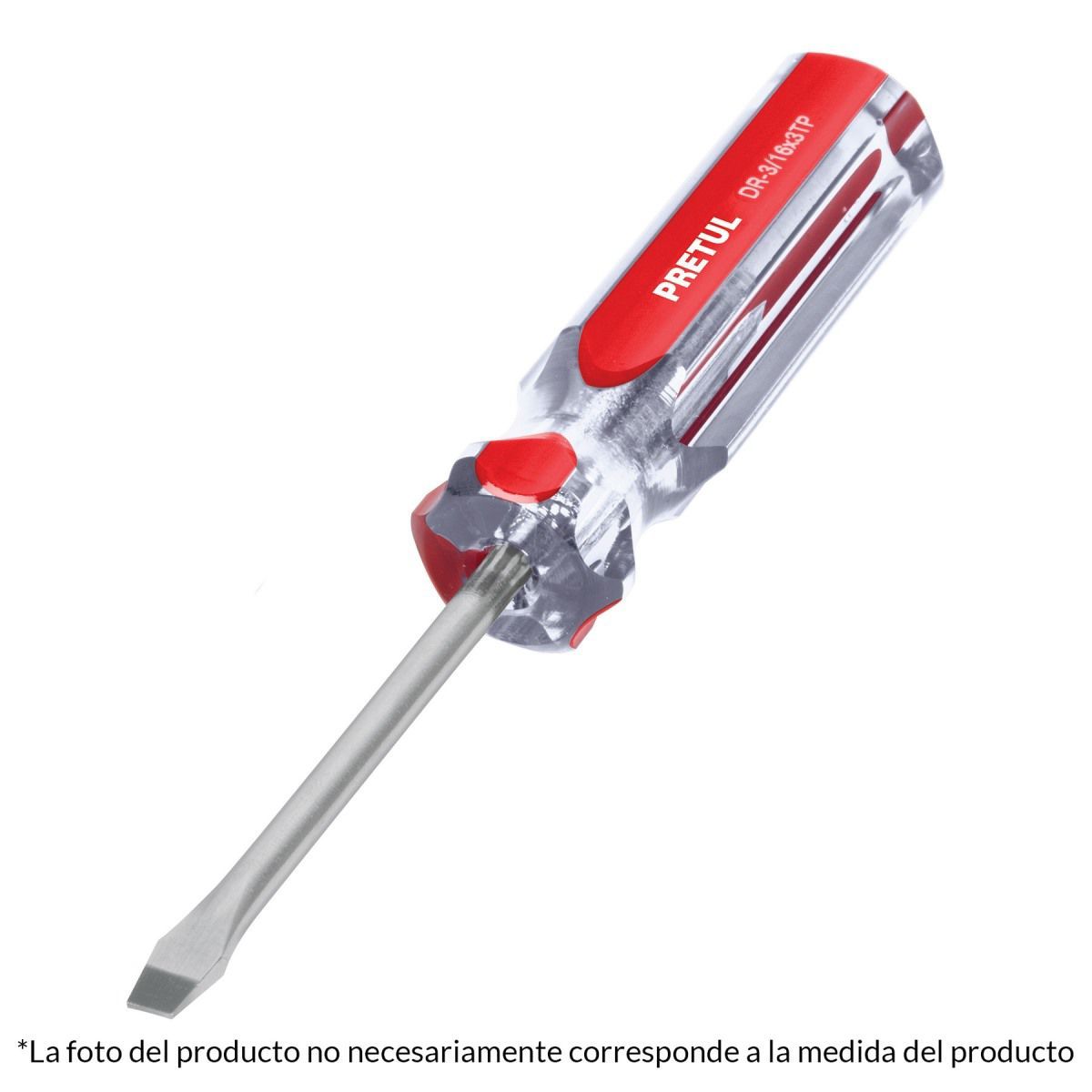 PRETUL - Desarmador Plano 1/4" x 8" Mango PVC Pretul 21460  -  Rojo