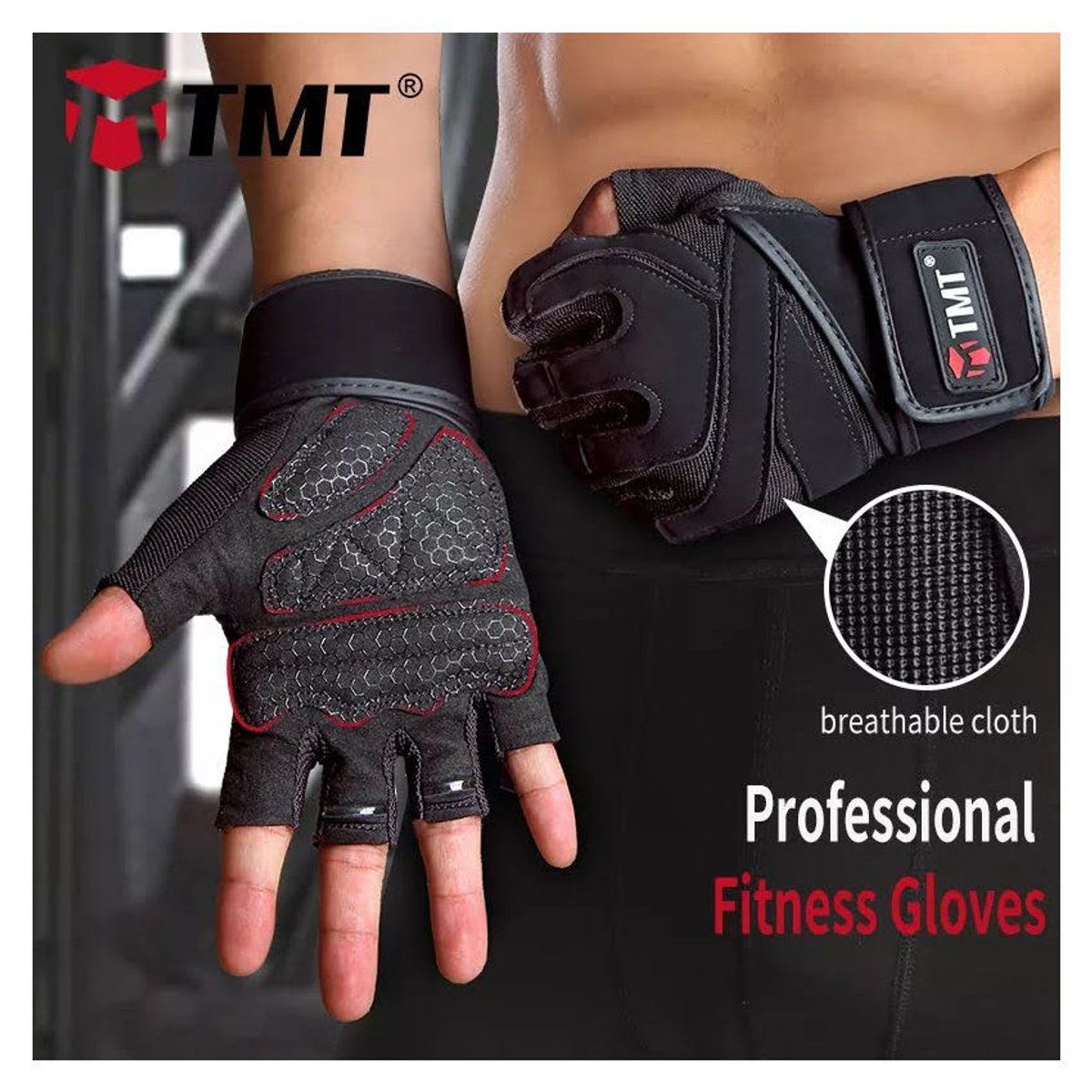 GENERICO - Guantes antideslizantes para gimnasio pesas - talla L