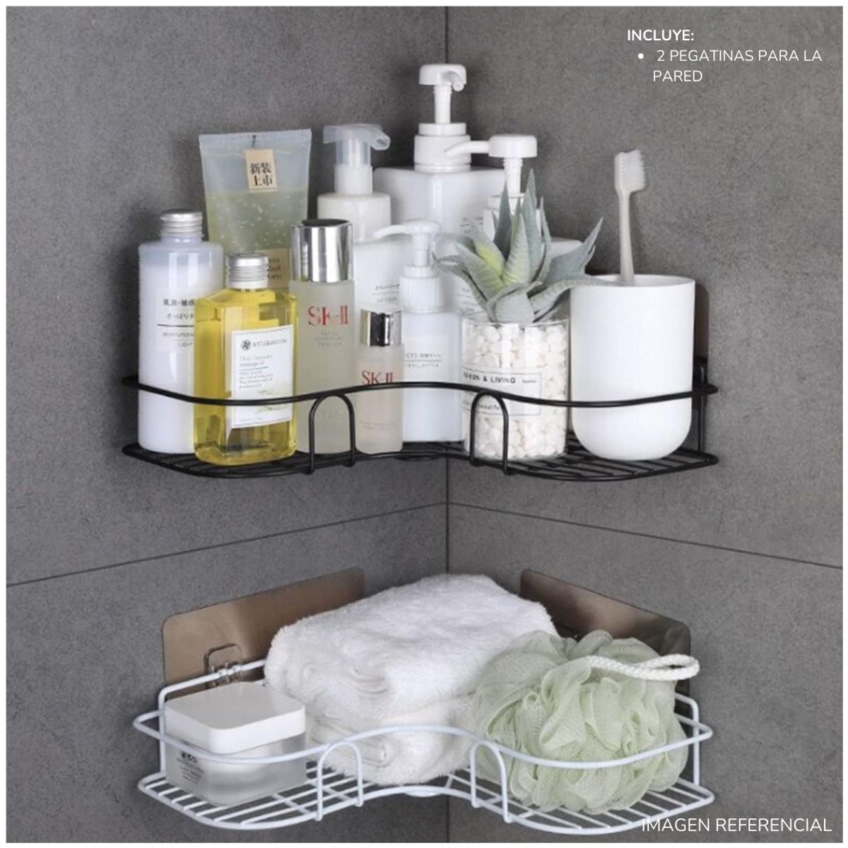 INSPIRA MARKET - Repisa esquinero rejillas colgante para baño multiuso aleatorio